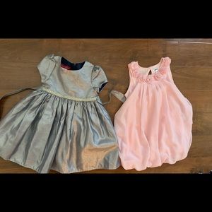 Pink and gray sparkly party dresses